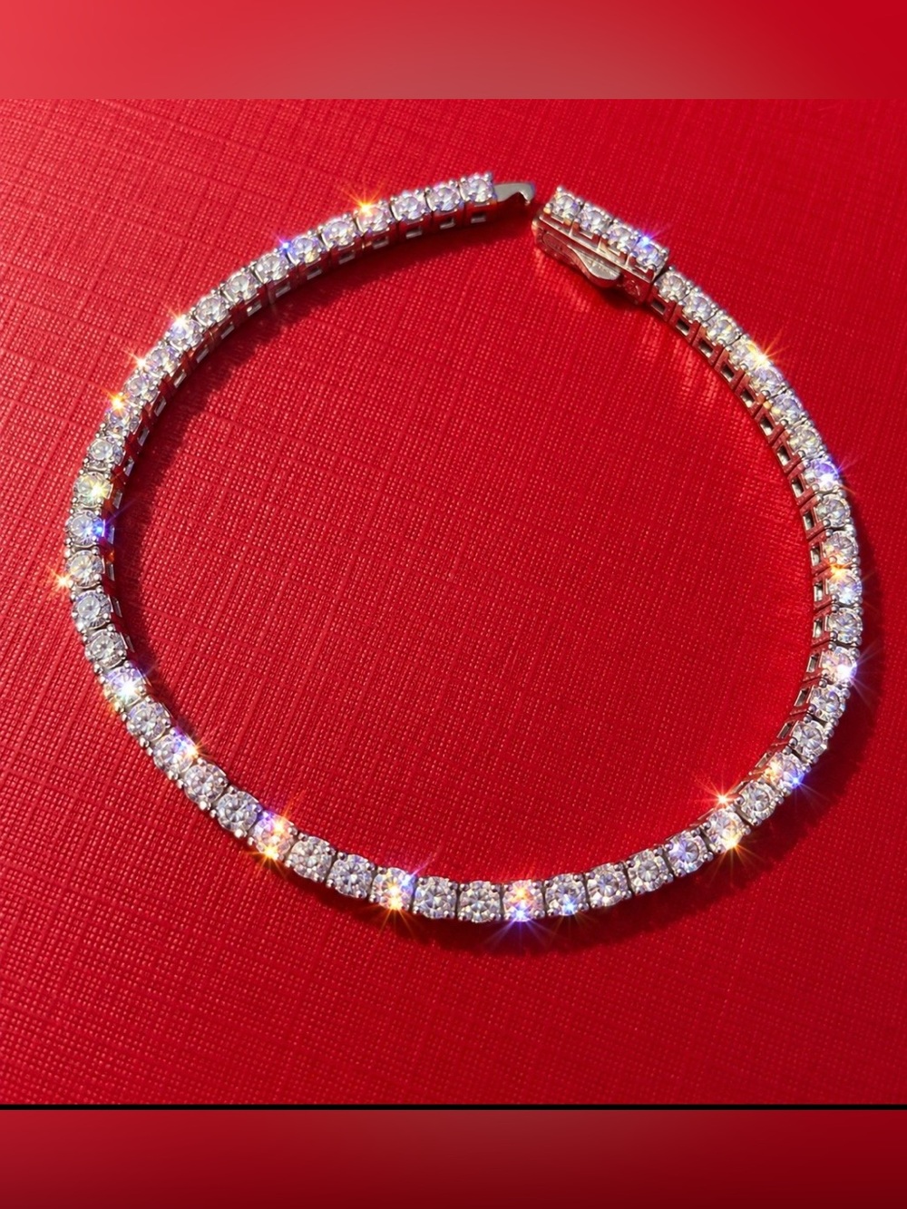NEO NOVA 3mm Moissanite Tennis Bracelet 925 Sterling Silver 18cm 7.1” NEW